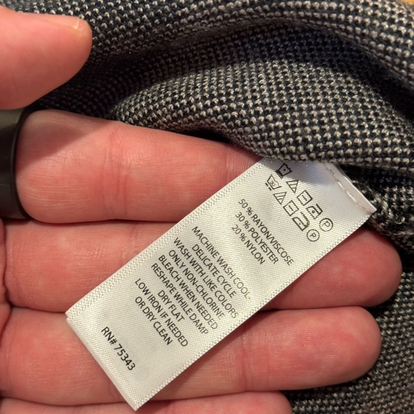 Tahari - Black/Gray/Blue Plaid Colorblock - Mock Turtleneck Sweater (Size S) - Picture 7 of 7